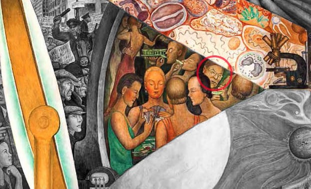 Nelson Rockefeller en el mural "El hombre controlador del universo"