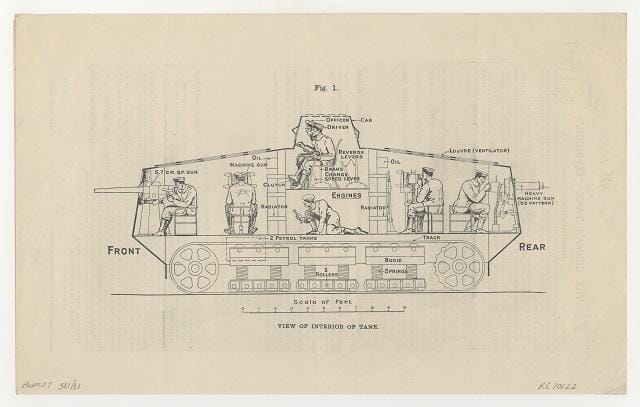 Corte transversal del tanque Mephisto y su tripulación