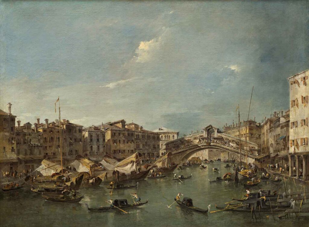 Vista del Gran Canal con el Punete de Rialto. Francesco Guardi