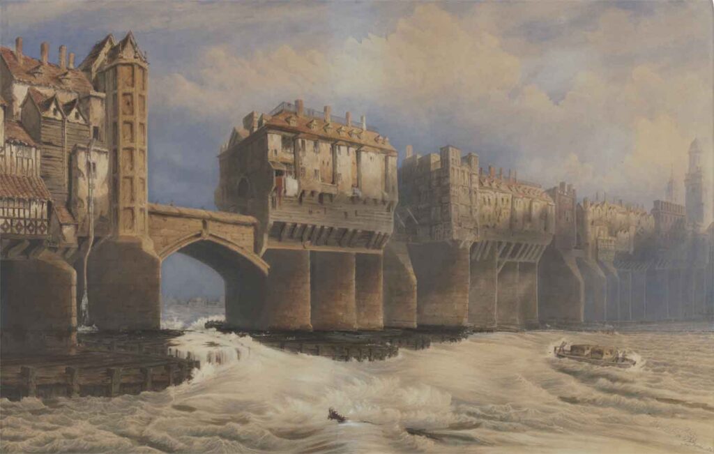 London Bridge en 1745, Joseph Josiah Dodd (1809 - 1880)