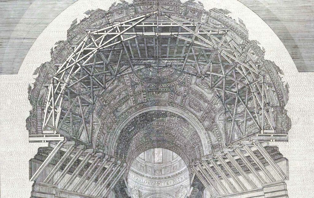 Bóveda en construcción de la Basílica de San Pedro en el Vaticano
